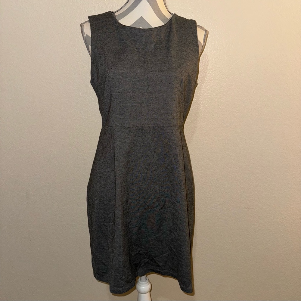 Superfoxx Bailey Gray Heather Ponte Knit Round Neck Sleeveless Sheath Dress L